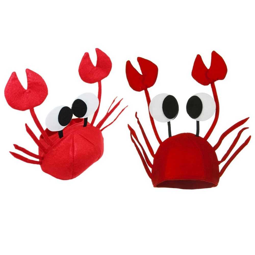 8753 2 Pcs Crab Party Headwear Dress Up Hat Crab Hat Cap Ocean Animal Hats